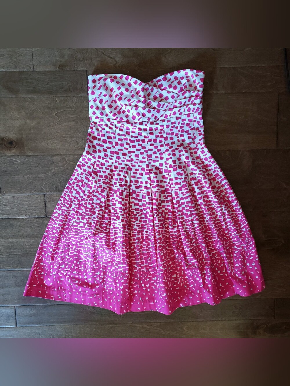 Calvin Klein Pink Abstract Print Strapless Fit-and-Flare Cocktail Dress, 6